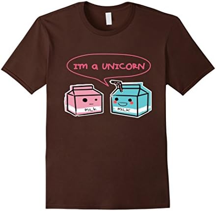 Men's Funny Unicorn Shirt, Cute Milk Carton, Kawaii New T-Shirt Medium Brown