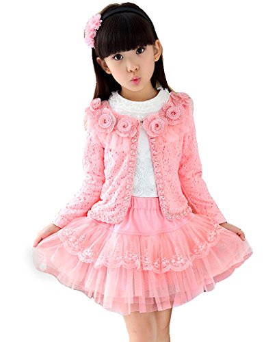 Baby Big Girls 3 Piece Set Cardigan Shirts TuTu Dress Outfit Clothes