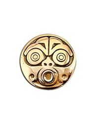 14K Yellow Gold Northwest Coast Native American Sea Spirit Lg Pendant . Made in USA.