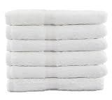 6 Extra Thick Bath Towels 100% Cotton, Soft, Fluffy and Absorbent - White