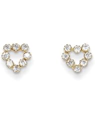 MadiK® 14k Yellow Gold Polished CZ Heart Screwback Post Earrings