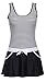 MiYang Women's One Piece Stripes Skirted Slim Swimsuit Bathing Swimwear, Black, L