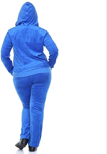 White Mark Women's 2 Piece Plus Size Velour Set in Royal - Solid Colors - 2XL