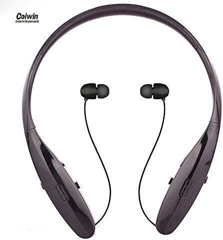 Bluetooth Headphones, Coiwin HWS-960 Bluetooth Neckband Sport Headset Retractable In-ear Earbuds, Hand-free Noise Canceling Headphones for Iphone,Ipad,Samsung and Other Bluetooth Device(HWS-960-Black)
