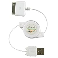 Universal Apple iPod USB Charger Kit - USB Retractable Hotsync Cable - USB Home Travel Charger - USB 12V Cigarette Lighter Charger for iPod Classic, iPhone, iPod Touch, iPod Nano, & All iPods w/ Dock Connector