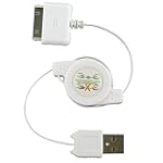 Retractable Hotsysnc Charging USB Data Cable + USB Car Charger + USB Home Travel Charger for Apple iPhone 3G / Apple iPhone 3GS