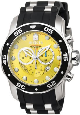 Invicta Men's 6978 Pro Diver Collection Chronograph Yellow Dial Black Polyurethane Watch