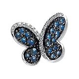 14K White Gold Sapphire and Diamond Butterfly Brooch