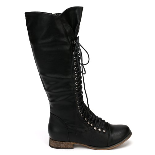 Breckelle Georgia-35 Lace Up Millitary Knee High Boot