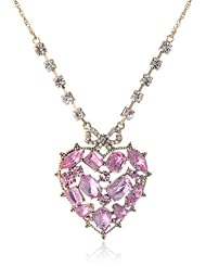 Betsey Johnson "Hanging Hearts Boost" Crystal Gem Heart Long Pendant Necklace, 31"