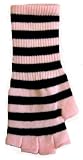 New Gothic Black and Pink Striped Fingerless Knit Gloves Gothic EMO Golves Punk Perfect Addition to Your Gothic, Punk, or Rockabilly Wardrobe