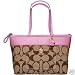 Coach Signature Pink Stripe Zip Top Bag 11691