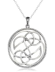 Sterling Silver Oxidized Celtic Knot Round Pendant Necklace, 18"