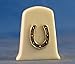 Porcelain China Collectable Thimble -- Antique Silver Horseshoe with Free Gift Box