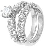 Sterling Silver Wedding Ring set with Round Cubic Zirconia in Six Prong Setting