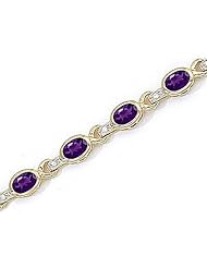 10kt Yellow Gold Oval Amethyst and Diamond Bracelet