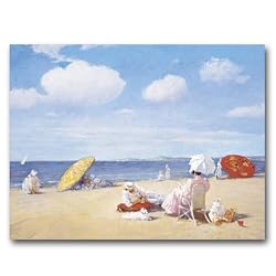 On the Beach, Shinnecock c. 1895 - Box Set of 12 Greeting Cards and Patterned Envelopes