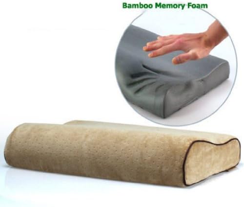 Bamboo charcoal Wave shape Slow Rebound Memory Foam Pillow with Velvet Case (Light Tan)