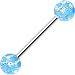 Light Blue Glitter Star Barbell Tongue Ring