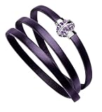 Glamour World Damen-Armband “Massai” violettes Lederband mit Magnetschließe aus Edelstahl und Zirkonia GBR4-14