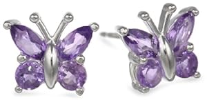 Sterling Silver Amethyst Butterfly Earrings