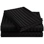 Divatex Home Fashions 340-Thread Count 100-Percent Cotton Woven Stripe Twin Sheet Set, Black