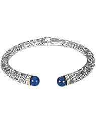 Sterling Silver and 14K Yellow Gold Lapis Lazuli Bracelet -- LIFETIME WARRANTY