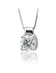 14k White Gold Solitaire Diamond Pendant Necklace (GH, I1-I2, 0.50 carat)