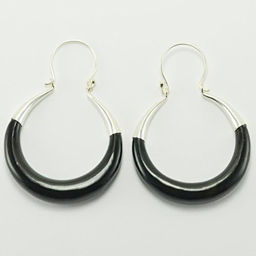 Ebony Hoop Earrings with Sterling Silver