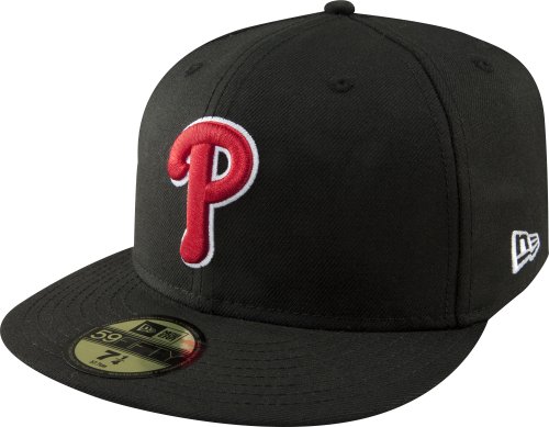 MLB Philadelphia Phillies Black with Scarlet and White 59FIFTY Fitted Cap (7 3/8)