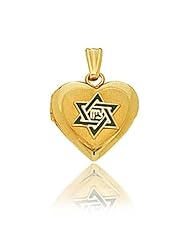 14K Yellow Gold Heart "Star of David" Locket (13.5 x 13.5 mm)