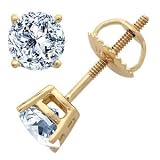 044 Carat Hsi1 Round Certified Diamond Solitaire Stud Earrings In 18ct Solid Yellow Gold