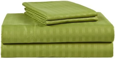 Mattress Homes 400-Thread-Count Egyptian Cotton (15" Extra Depth Pocket) 4-Pieces Sheet Set-(Sage Stripe,Queen)