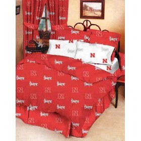 NEBRASKA Huskers Bedroom Set: Comforter, Sheets, Curtains, 10 Pc - TWIN