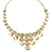 Yellow Gold Overlay Sterling Silver Hammered Circle Bib Necklace, 17
