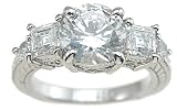 925 Sterling Silver Antique Style 5 Stone CZ Ring