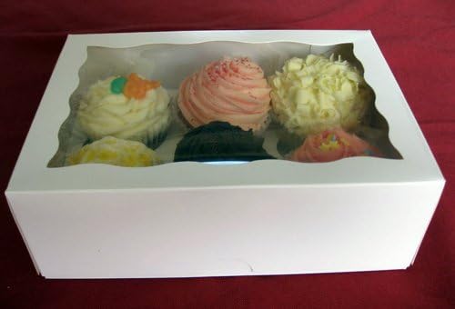 1 of Cupcake Muffin Mince Pie Fairy Cake Box in white, holds 6