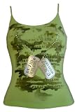 Junior Sexy Angel Girl Army Fatigue Screen Top - 3 Colors Available