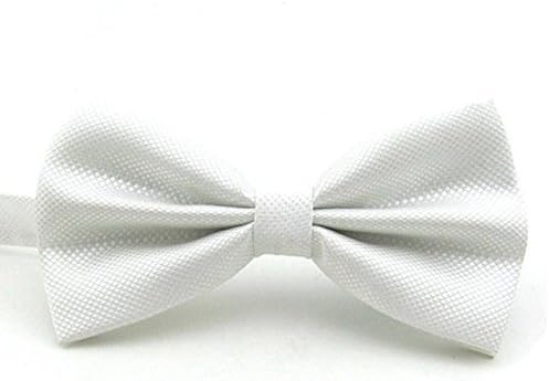 PurFits Mens Bow Ties Mixed Solid Assorted Colors Lattice Pattern Pre-Tied Adjustable Neck Tie Bowties (White)
