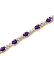 14kt Yellow Gold Oval Amethyst and Diamond Bracelet