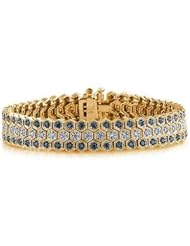Blue And White Diamond Bracelet in 14k Yellow Gold