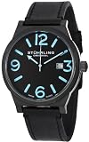 Stuhrling Original Mens 454.33551 Leisure Eagle Osprey Swiss Quartz Date Black Leather Strap Watch