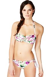 Mirror Floral Print Bandeau Bikini Top