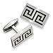 Cufflinks in Stainless Steel with Black Enamel title=