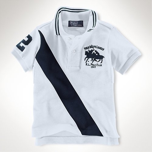 (ラルフローレン) RALPH LAUREN ダブルポニー・ナンバー付半袖ポロ(白)