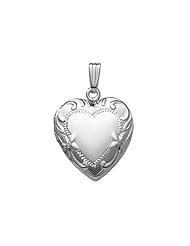 14k White Gold Heart Locket 3/4 inch x 3/4 inch