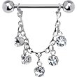 Clear Jeweled Essence Chain Drop Nipple Ring