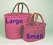 Oval Shopper Bag Straw w/ Leather Handles Small in Pink