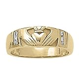 14K Yellow Gold Diamond Claddagh Band