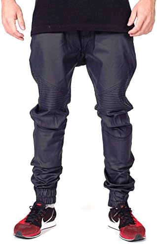 Golden Denim Marathon Traditional Wax Biker Joggers in Black Size 36